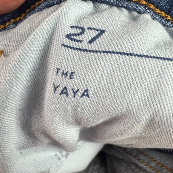 Pilcro Jeans Womens 27x26* Yaya Mid Rise Flare Cropped Blue Raw Hem Denim Tag 27 - Picture 8 of 16